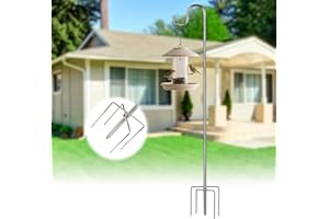 Starbover Schäferhaken Garten, 195cm Vogelfutterspender Stange 5 Zinken Silber Verstellbarer Metallhaken für Vogelfutterstationen, Wetterfester Laternenhalter für Lichter Hochzeit Dekoration