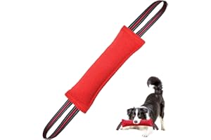 Euyaita Mordedor Perro 30 cm Salchicha Mordida para Perros con 2 Asas Juguetes para Perros de Entrenamiento K9 Dummy Juguete Interactivo para Perros Motivador Canino Resistente (Rojo)
