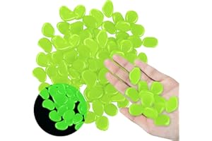 MOAMUN Glow in The Dark Pebbles Garden Stones 300 Pcs Reusable Premium Resin Luminous Cobblestones for Garden Walkway Pathway Yard Aquarium Fish Tank Décor (Green)