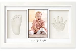 KEABABIES Baby Hand and Footprint Kit - Baby Photo Frame for Newborn - Baby Footprint Kit & Handprint Kit - Newborn Baby Gifts & Keepsakes - Infant Baby Gift - Baby Shower Gifts for Boys, Girls (Alpine White)