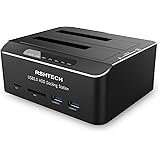RSHTECH USB 3.0 Aluminum Dual Bay Hard Drive Dock per 2.5&3.5 SATA HDD SSD, Supporta Schede SD TF e Funzione di Clonazione Do