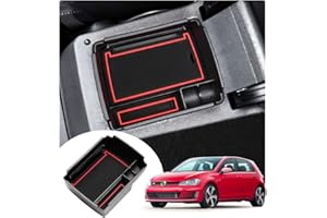 BIXUAN Vano Portaoggetti compatibile con VW Golf 7 MK7.5 2013-2019+ Bracciolo Secondario,Scatola Organizer da Braccioli con Tappetino Antiscivolo,Immagazzinaggio per Console Centrale
