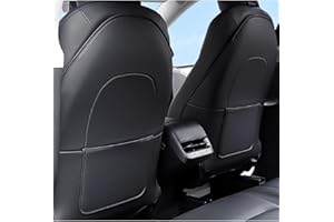Ywooon para Tesla Protector de Respaldo de Cuero para Asiento Model Y Model 3 Model S Model X, Protector de Asiento para Niños Protector de Asiento Respaldo de Asiento para Niños, Negro