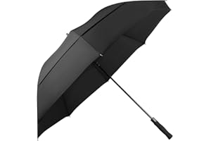 KOLER Golf Umbrella 62 Inch, UV Sun Protection Large Umbrellas Double Vented Canopy Auto Open, Windproof & Rainproof & Sunproof Extra Oversize Golf Stick Umbrella for Men and Women - Black