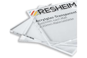 RESHEIM 2-20 mm Acrylglas Platte Transparent Zuschnitt nach Maß Glasklar Materialstärke und Größe wählbar PMMA hochwertige GS Qualität (1000 x 1000 mm, Materialstärke: 4 mm)