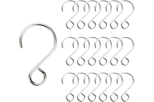 YIEUR 200 Stück S Form Mini Haken Edelstal Drehbare，25mm S Haken Kugelaufhänger S Haken Vorhanghaken Stabile Clips zum Aufhängen für Kristall Perlen Vorhang Gardinen Windspiele Blumentöpfe