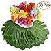 Produktbild Kuuqa 88 Stück 20 cm / 8 "Tropical Palm Blätter und Seide Hibiskus Blumen Party Decor, künstliche Monstera Pflanzenblätter Blumen Hawaiian Luau Party Jungle Beach Thema BBQ Geburtstag Party Dekorationen Lieferungen