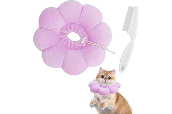 Halskedja katt mjuk med 1 loppkam, kattkrage, läckageskydd, katt, justerbart halsband för katter och små hundar, katthalsband