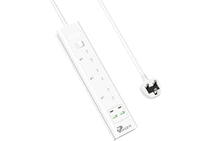 MYBRAND1 Extension Lead | Extension Lead with USB Slots | Surge Protected Extension Board with 3 AC Outlets and 4 USB ports (2 USB A - IQ 2.4A, 2 USB C - IQ 3.0A) Cable 3M Long