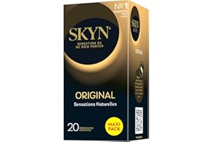 SKYN Original : Lot de 20 Préservatifs sans latex SKYNFEEL pour homme / Taille régulière, préservatifs solides, fins et lisses de forme droite / Diamètre 53mm