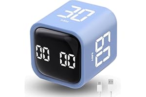 LUCKY TIME Productivity Timer Flip Gravity Sensor Cube Timer Countdown & Countup,Mute & Vibrate & Sound，5/10/30/60min & Custom Timing, Perfect for ADHD,Work,Learning,Kitchen Cooking (1Blue)