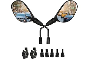 HOSSOM Motorrad Spiegel, Motorrad Rückspiegel, Seitenspiegel mit 8mm und 10 mm Schraube,für 7/8 Zoll Lenker für Motorrad Scooter Roller Sportfahrräder