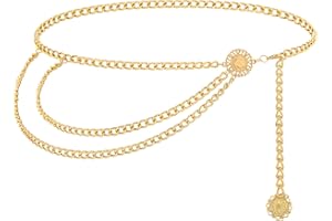 Bohend Punk Circle Waist Chain Gold Metallic Pants Chain Fashion Jeans Body Chain Skirt Accessories For Women And Girls