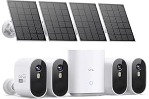 AOSU 2K ¨¹berwachungskamera Aussen Solar, Set 4+1, 32G Lokale ¨¹berfliegen- ohne ABO, Kabellos Outdoor Kameras mit Bewegungsmelder, Farb-Nachtsicht, Einfaches Setup, IP67, 2.4G/5Ghz WiFi - 7Pro