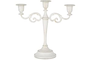 Sziqiqi Portavelas Candelabro 3 Brazos, Blanco Candelabro Decorativos de Velas para Centro de Mesa Decoración para Boda Navidad Evento Fiesta