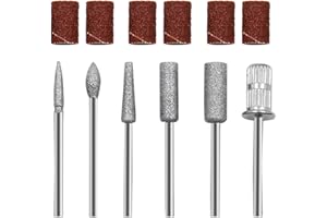 HMCEY 6pcs Punte Fresa Unghi Punta per Fresa Nail Drill Bits Set con Levigatura Bande Punta da trapano per Manicure Acciaio al Tungsteno Lima per Manicure Professionale Trapani per Unghie Manicure Pedicure