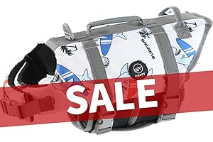 EMUST Dog Life Vests, Adjustable Dog Life Jacket with Rescue Handle, Dog Flotation Vest for Small/Medium/Large Dogs, XS, WhiteWhale