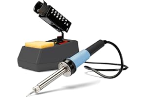 Velleman Station de soudage 50 W avec fer à souder precision, support et éponge, poste a souder etain, poste soudure, soudage électronique, température réglable 175-480 °C, gris