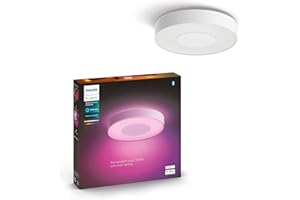 Philips Hue White & Color Ambiance Xamento Deckenleuchte L (3.700 lm), dimmbare Badezimmerlampe für das Hue Lichtsystem mit 16 Mio. Farben, smarte Lichtsteuerung über Sprache und App, weiß
