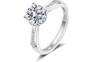 HEEYA 925 Sterling Silver Rings for Women Girl, Moissanite/Cubic Zirconia Adjustable Engagement Wedding Eternity Promise Rings, Bridal Ring Round/Heart/Square, Anniversary Jewellery Gifts with Box