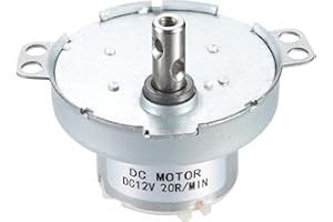sourcing map Slow Speed Motor JS-50T Electric Motor Brushed Gear Motor, 12V DC 20RPM Motor CW/CCW D Shaft DC Motor Large Torque for 3D Printer Filament Rotating Display Stand