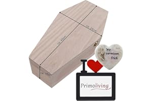 PrimoLiving petbye Holz Haustiersarg mit Gedenkset - Größe L für mittelgroße Haustiere - Tiersarg mit Metallverschluss - Sarg inkl. Gedenkstein und Bilderrahmen