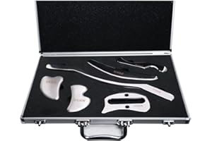 JustSun Gua Sha Set, Strumento di Massaggio in Acciaio Inossidabile IASTM Tools, per La Mobilizzazione Dei Tessuti Molli e La Riduzione del Dolore Muscolare (Set L)