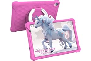 BENEVE Tablet per bambini da 10 pollici, display IPS, 7 GB, RAM, 64 GB, ROM, Android 13, tablet per bambini, tablet con WiFi, batteria da 6000 mAh, fotocamera da 5 MP + 2 MP, Google Play Store (rosa)