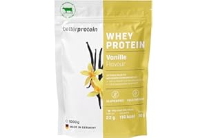 ‎BETTERPROTEIN Whey Protein - Vanille 1 kg - Produziert in Deutschland aus regionaler Milch - BetterProtein® - Eiweißpulver zum Muskelaufbau und Abnehmen - Beutel