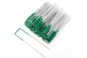 MINSHAM 6" Strong Steel Green-Coated Multi-Purpose U-Shaped Artifical Grass Anchoring Staples - Perfect for Securing Artificial Grass. Weed Control Fabric, Ground Sheets And Frostproof Membrane (100 PACK)