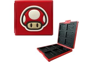 KAKBRT Boite de Rangement pour Cartes de Jeux Nintendo Switch,Etui pour Carte de Jeux Nintendo Switch,Étui de Rangement Compatible avec Switch Lite (Mushroom/Red)