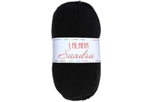 Hilo de Acrilico Ovillo de Lana para Tejer Crochet Ganchillo o Punto Torrijo SANDRA 100g, Ovillo de Lana Suave Acrílica para Tejer | 1 Unidad, Color 1774-NEGRO