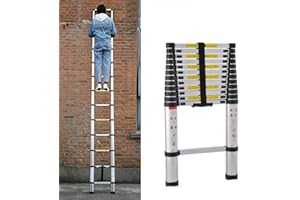 RIGOGO Échelle télescopique en Aluminium - 5 m - Échelle Extensible Escabeau Telescopique- Antidérapante - Échelle Multifonction - Charge maximale : 150 kg