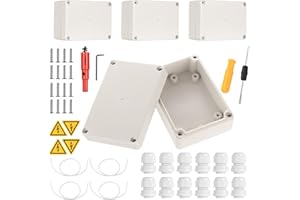 Aoyfuwell 4 Stück Anschlussdose, IP65 wasserdichte Elektroinstallationsbox (weiß), inkl 16mm Lochsäge, Sicherheitskennzeichen und Schraubendreher Kabelverteilerdose – 83x58x33mm