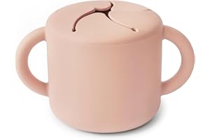 ‎MUSHIE Mushie Silikonowy kubek na przekąski, bez BPA, talerz zapobiegający rozlewaniu, akcesoria dla niemowląt, małe dzieci, chłopcy i dziewczęta, można myć w zmywarce i kuchence mikrofalowej | Rumieniec