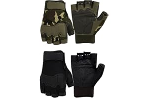 FIORETTO Mens Breathable Padded Fingerless Motorcycle Gloves Half Finger Gloves for Cycling Hiking Climbing Outdoor Sports