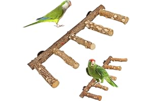 GOEDCH Oiseau en Bois Naturel Échelles: Perchoir à Oiseaux Étagé, Échelle de Ciel de Perroquet, Perchoir en Bois Naturel pour Perroquet pour Perroquets de Petite, Hamster, Perruches, Calopsittes