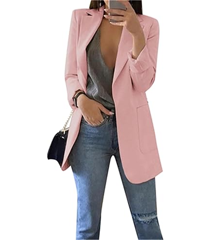 Sawmew Dames casual blazer met lange mouwen, open voorkant herfstrevers Sawmew Dames casual blazer met lange mouwen, open voorkant herfstrevers