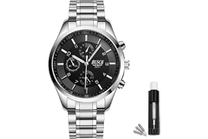 BOSCK Men's Quartz Watch (without chronography), silver tone, made of stainless steel with anti-scratch property, 30m water-r