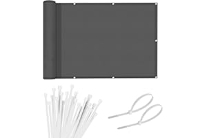 Sunnylaxx Balcony Privacy Screen 85x700 cm Fence Screen for Balcony and Patio, Balcony Cover, PES(170g/㎡) Water-Repellent Wind Protection, with Rope and Aluminium Eyelets customisation Anthracite