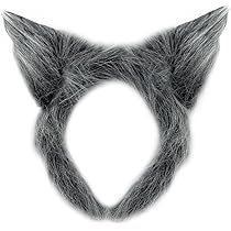 Mustavo Plush Grey Wolf Ears | Childrens Kids World Book Day | FindTheDeal