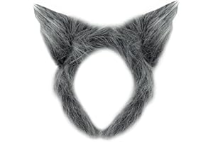 Mustavo Plush Grey Wolf Ears | Childrens Kids World Book Day Halloween Book Week Day Fairy Tale Fancy Dress Up | One Size Fits All Big Bad Wolf