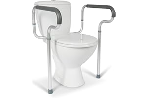 Dunimed Maniglia di supporto da parete per WC – Supporto per WC – Supporto per alzarsi in altezza regolabile con manici in gomma antiscivolo e piedini in gomma – Montaggio semplice