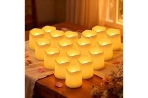AONAT 24 velas LED de cera sin llama que funcionan con pilas, Luces de Té Sin Llama, Velas Artificiales realistas, para bodas, fiestas, vacaciones, Halloween, Navidad, decoración del hogar al aire libre