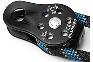 BOROCO Poulie d'escalade, poulie d'escalade 26KN en Alliage d'aluminium Robuste, Bloc de poulie à Corde pivotante Simple pour l'escalade de Corde de 12 mm(Le Noir)