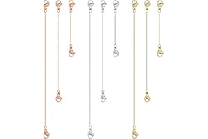 WMMDSSZ1 Extensor De Collar De Acero Inoxidable Extensor De Collar Pulsera 925 Plata Esterlina Cadena De ExtensióN ExtensióN De Pulsera De Acero Inoxidable para FabricacióN De BisuteríA 9 Piezas