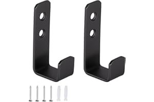 YuanbaoTt Crochet mural à visser pour garage - Noir - Avec vis - Pour échelles, jardin, outils électriques, vestes, manteaux, serviettes