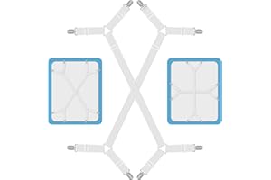 Quelcc 2 Pièces Tendeur Drap Housse Lit Drap Réglable, Attache Drap Housse, Réglable Élastiques Triangle Sangles, Elastique Drap Housse avec Clips en Métal, Compatibles avec Tous Les Matelas Carrés