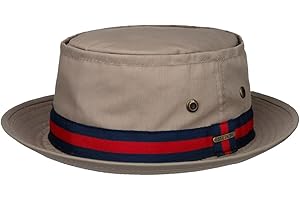 Stetson Classic Band Pork Pie Cloth Hat Men - Cotton Sun with Grosgrain Band, Spring-Summer