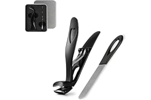 YENLK Angled Head Nail Clippers for Seniors - Ergonomic Toenail Clipper for Thick Nails, Premium Steel Nail Cutter Trimmer with Catcher for Men and Women